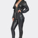 Pu Leather Zipper Pant Set