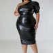 Faux Leather Semi-stretch Dress