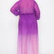 Ombre Chiffon Wrap Front Long Sleeve Tie Waist Slit Front Maxi Dress