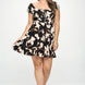 Plus Big Floral Front Tie Ruffle Mini Dress