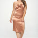 Plus Solid Satin Front Knot Bodycon Midi Dress