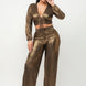 Foil Plisse Tunnel Shirring Top And Pants Set