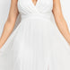 Pleated Mesh Slit Maxi Dress