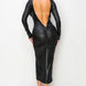 Ribbed Knit Metallic Backless Midi Dress