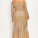 Plus Long Sleeve Off Shoulder Sequin Fabric (metallic) Party Maxi Dress