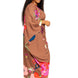 Printed Ruched Kaftan Dress With Inside Waist Tie