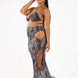 Printed Mesh Cutout Bikini And Cover Up Set