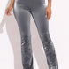 Velvet Pu Flared Pants