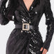 Pearl Belted Sequin Blazer Mini Dress