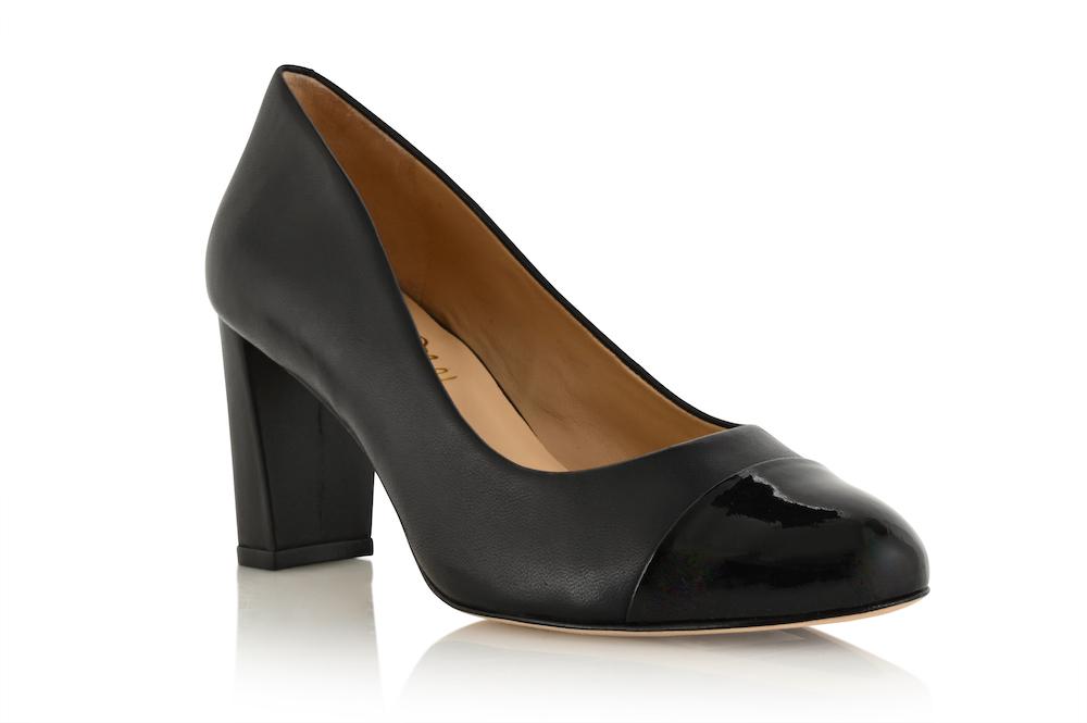 Sandra Black Soft Lux Leather/ Black Patent by Joan Oloff Shoes