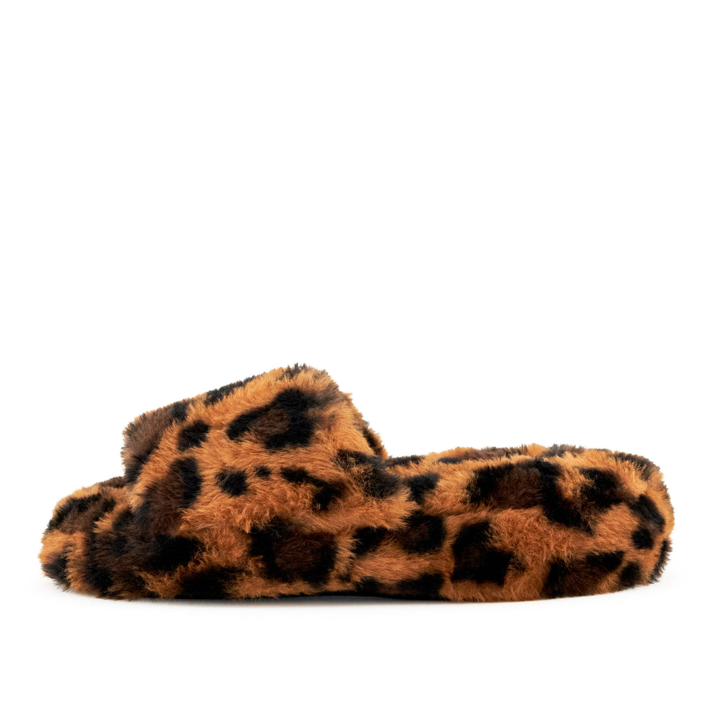 Women's Geneva Faux Fur Slipper Leopard by Nest Shoes