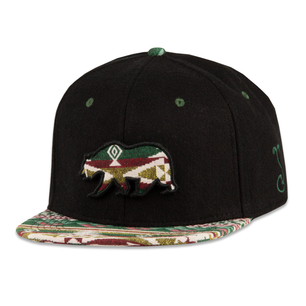 Removable Bear Evergreen Black Fitted Hat by Grassroots California