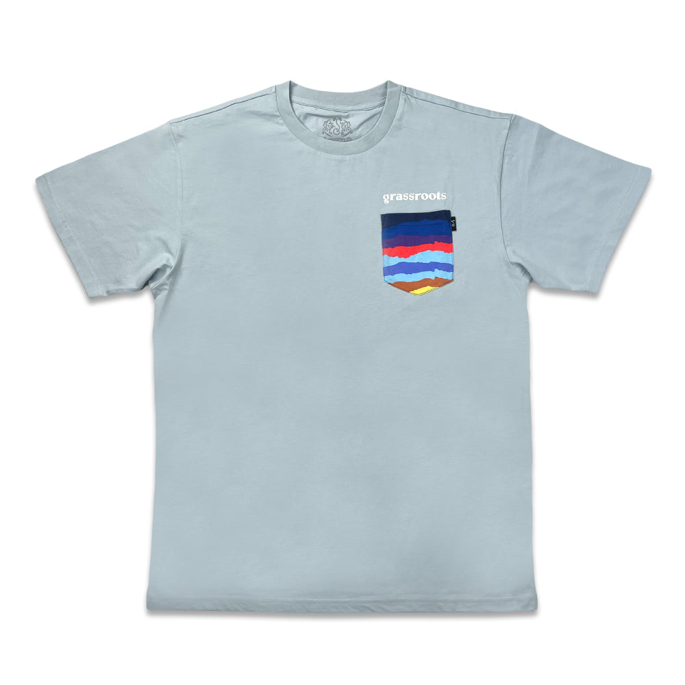 Mile High Sunset Blue Pocket T Shirt by Grassroots California