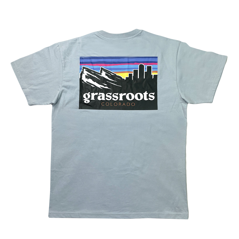 Mile High Sunset Blue Pocket T Shirt by Grassroots California