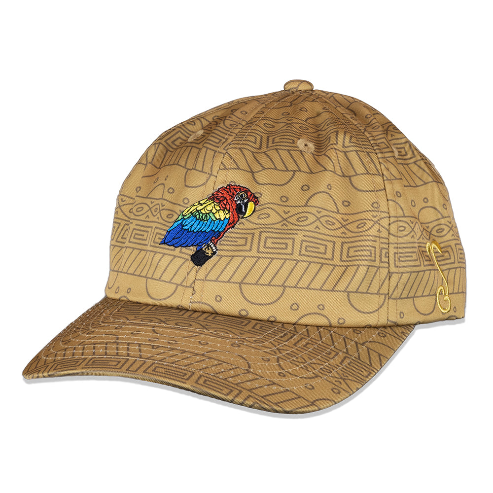 Scarlet Macaw Tan Pattern Dad Hat by Grassroots California