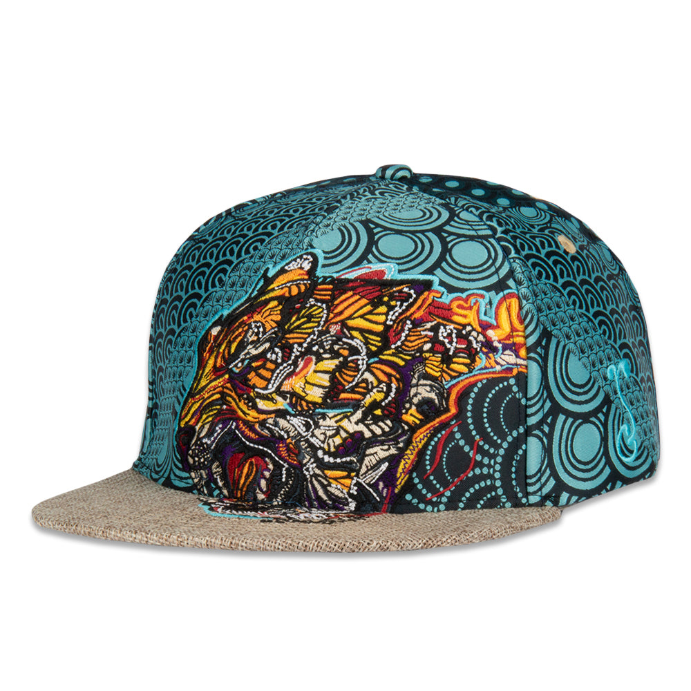 Android Jones Tiger Swallowtail V2 Woven Blue Snapback Hat by Grassroots California