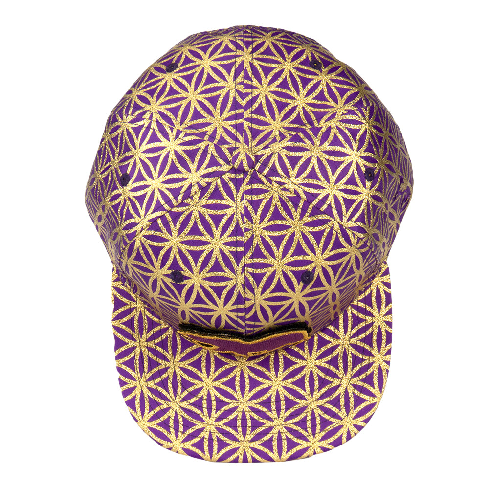 Removable Bear Flower of Life Royal Snapback Hat by Grassroots California