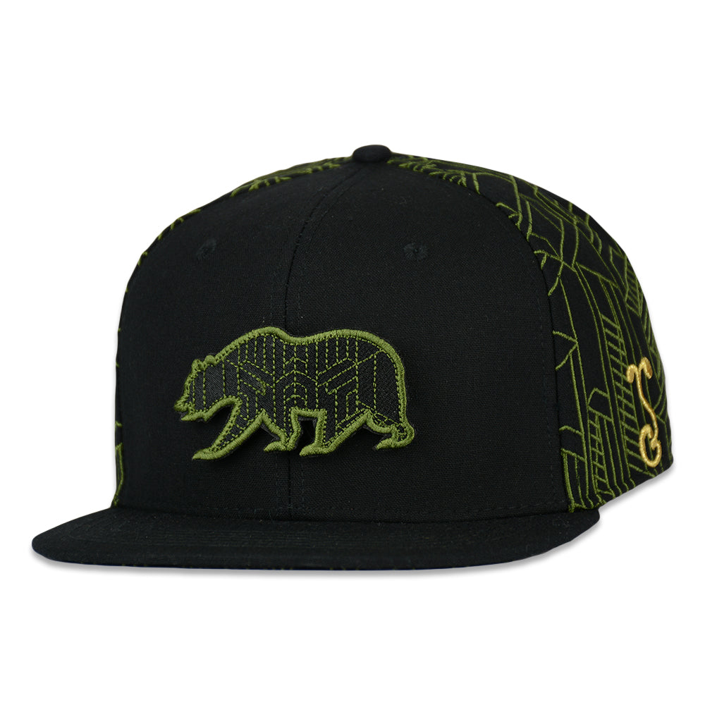 Removable Bear Digital Labyrinth Black Snapback Hat by Grassroots California