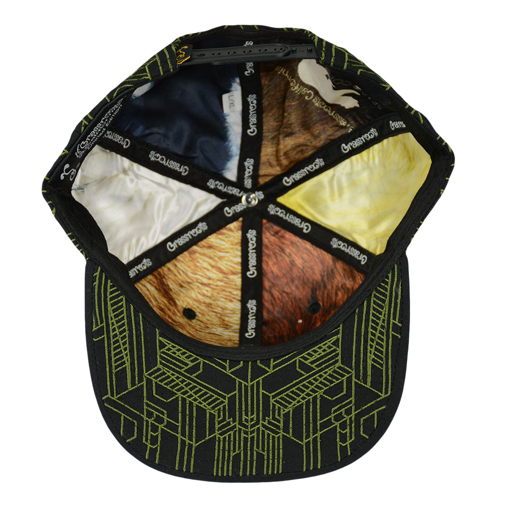 Removable Bear Digital Labyrinth Black Snapback Hat by Grassroots California