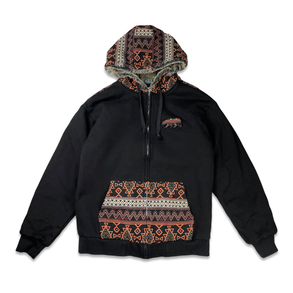 Removable Bear Copper Plateau Black Zip Up Hoodie by Grassroots California