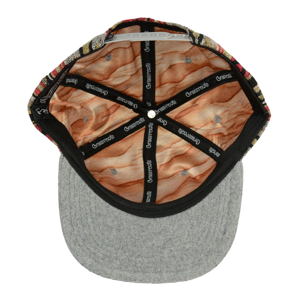 Removable Bear Redstone Gray Snapback Hat by Grassroots California