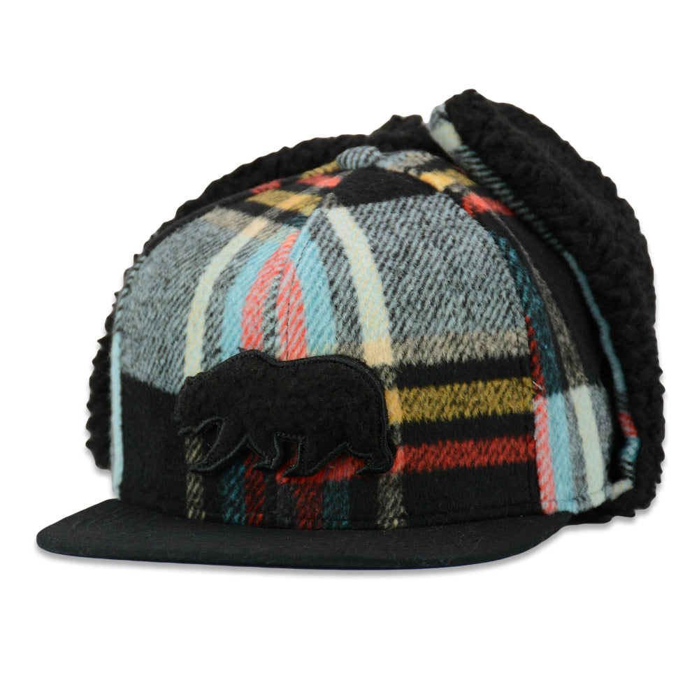 Removable Bear Pastel Flannel Earflap Fitted Hat by Grassroots California