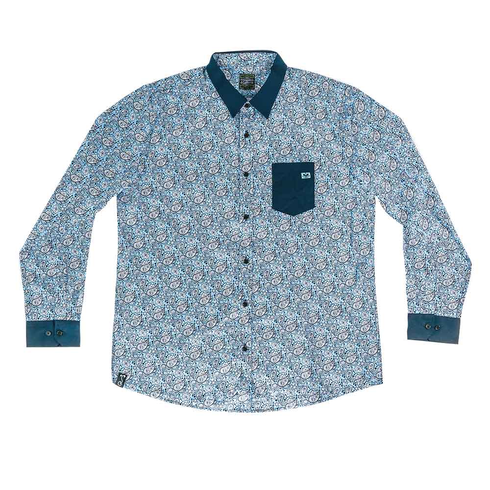 Blue River Paisley Long Sleeve Button Up Shirt by Grassroots California
