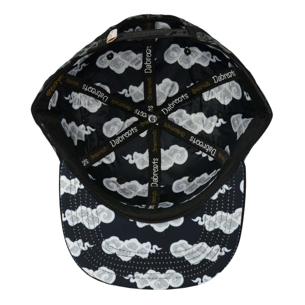 Dabroots Clouds Allover Black Snapback Hat by Grassroots California