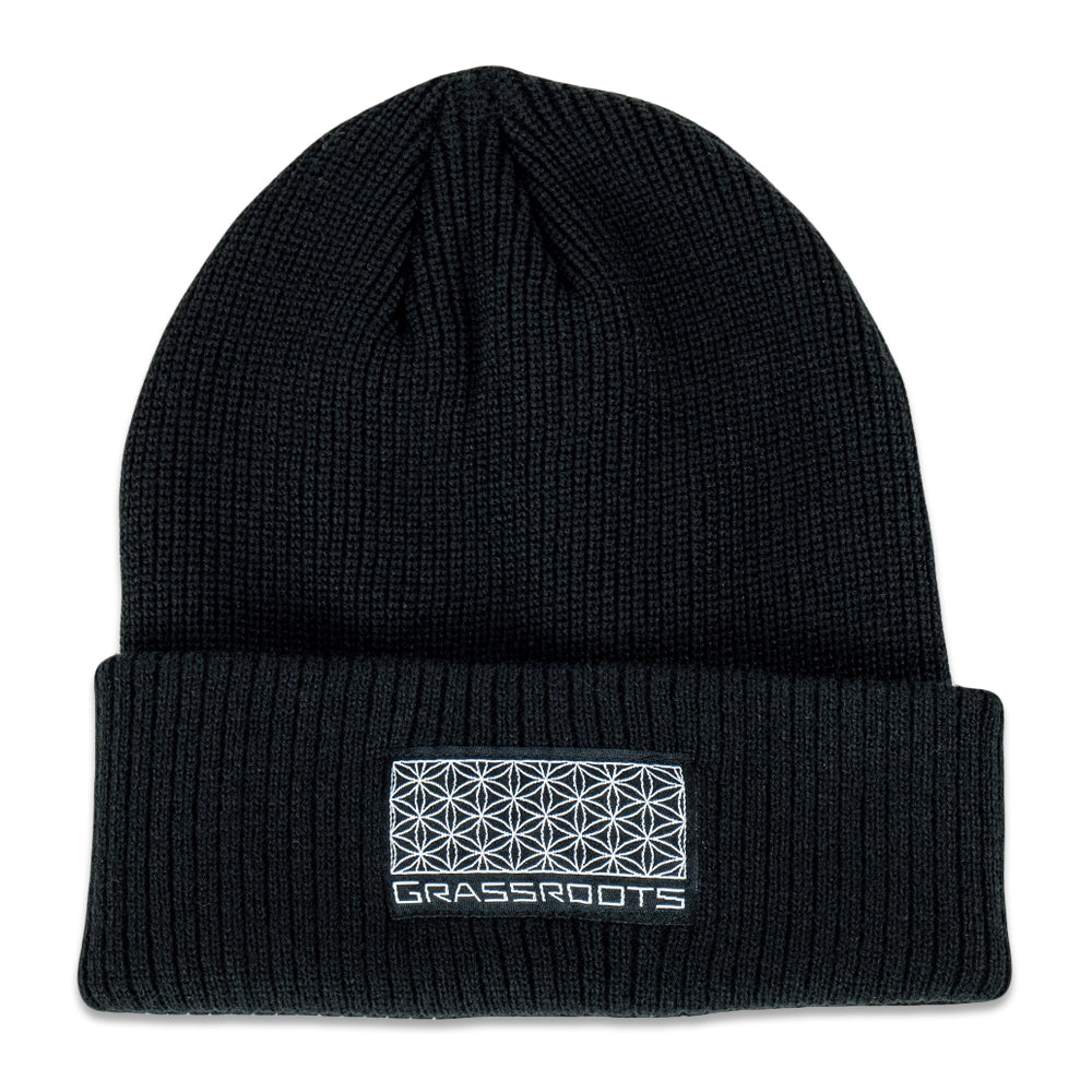 Synthesis Knit Black Cuff Beanie by Grassroots California