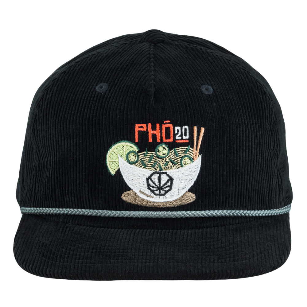 Pho 20 Black Corduroy Zipperback Hat by Grassroots California