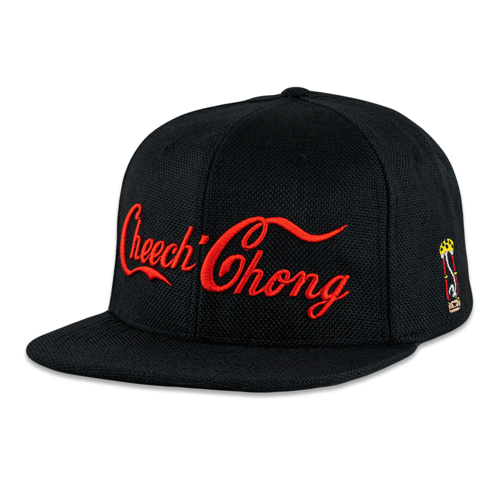Cheech and Chong Black Script Snapback Hat by Grassroots California