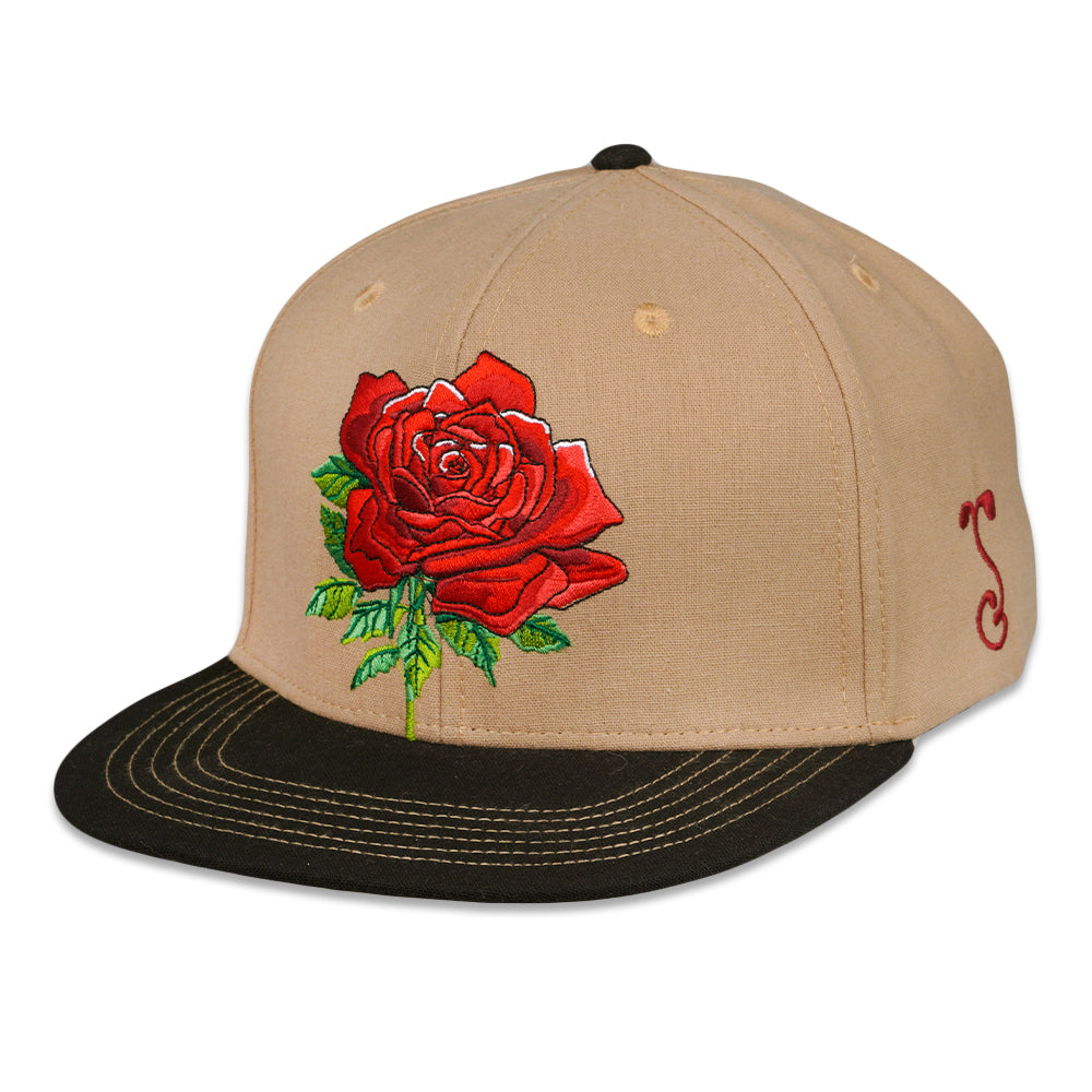 Stanley Mouse Red Rose Tan Snapback Hat by Grassroots California