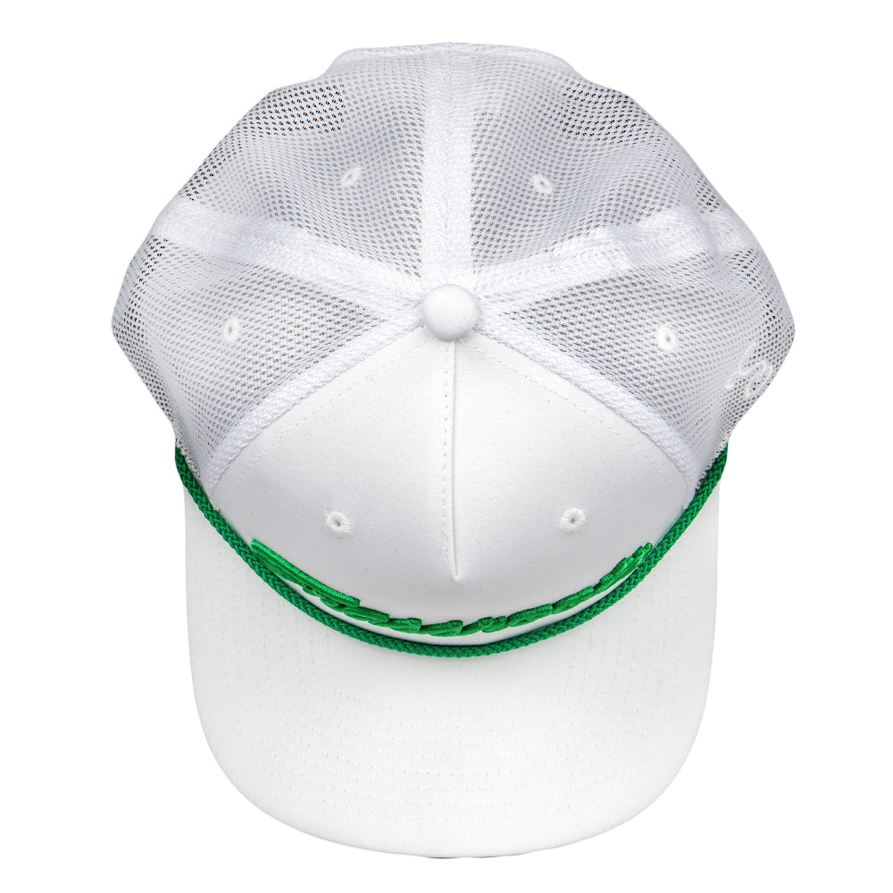 Golfroots Script White Mesh Snapback Hat by Grassroots California