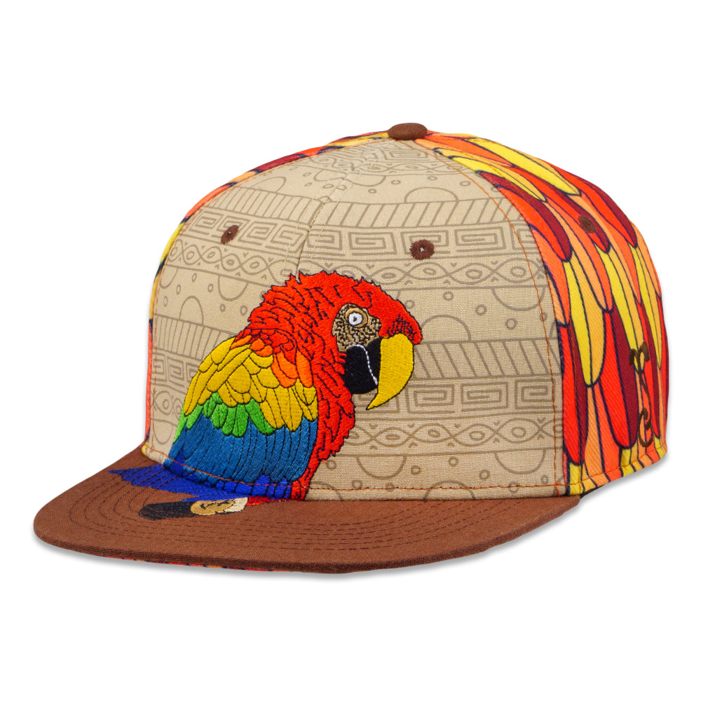 Red Macaw Feathers Fitted Hat by Grassroots California