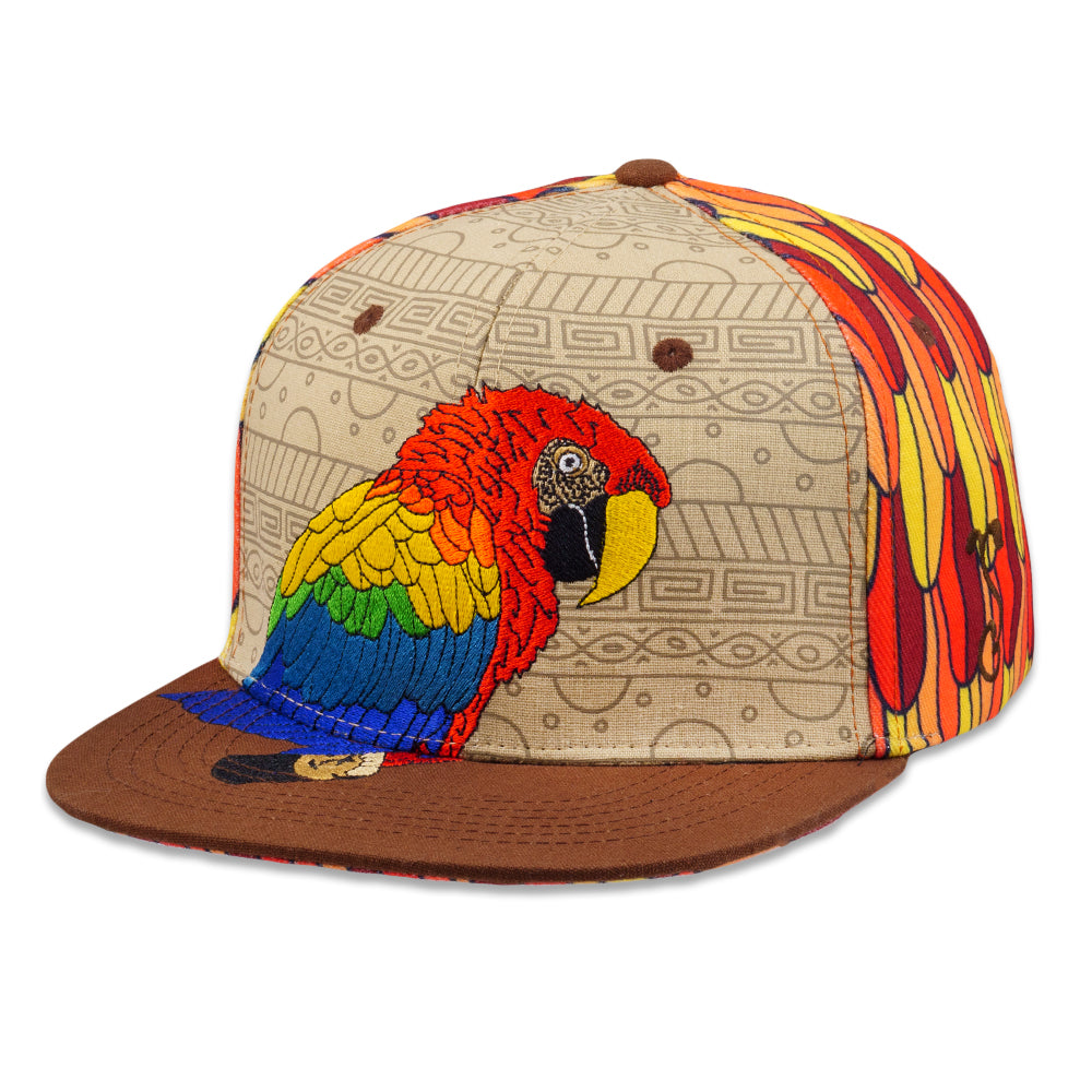 Red Macaw Feathers Snapback Hat by Grassroots California