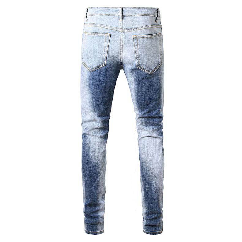 Land of Nostalgia Distressed Denim Slim Fit Pants Men's Ripped Stretch Jeans by Land of Nostalgia