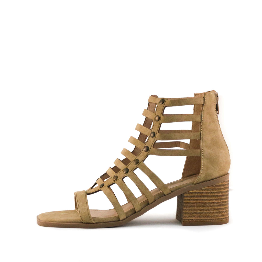 Women's Mina Strappy Block Heel Sandals Natural by Nest Shoes