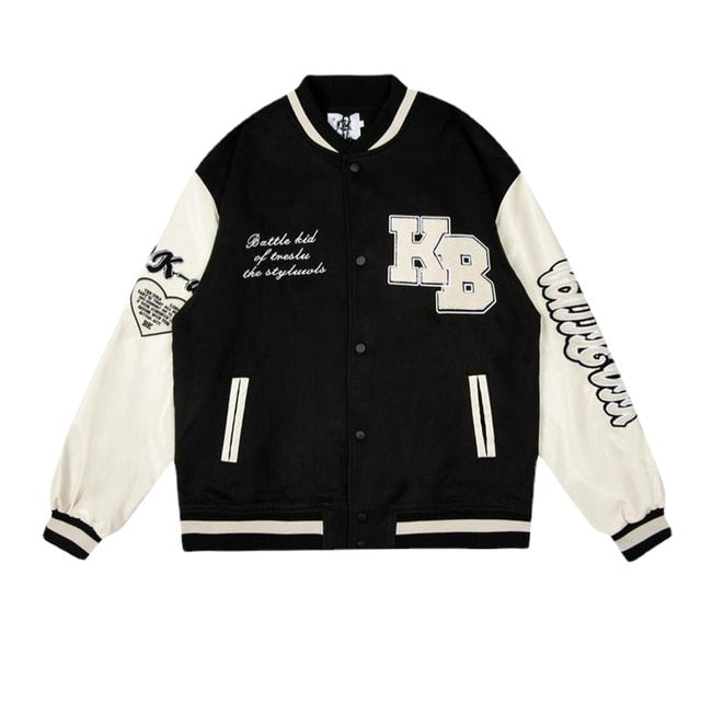 Retro Bear Embroidered Baseball Letterman Jacket