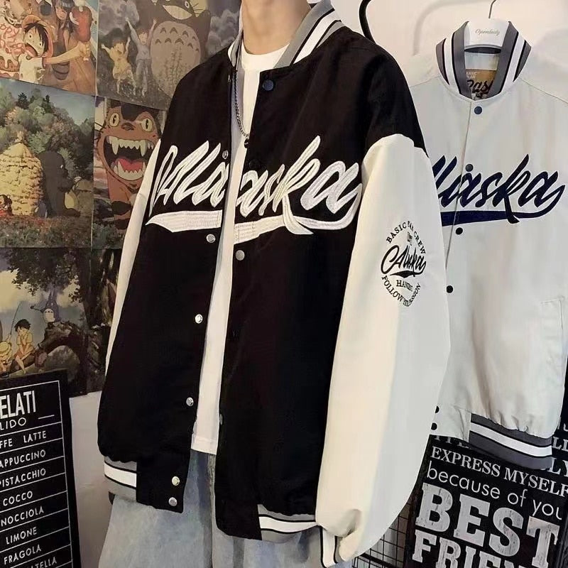 Retro Bear Embroidered Baseball Letterman Jacket
