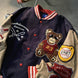 Retro Bear Embroidered Baseball Letterman Jacket