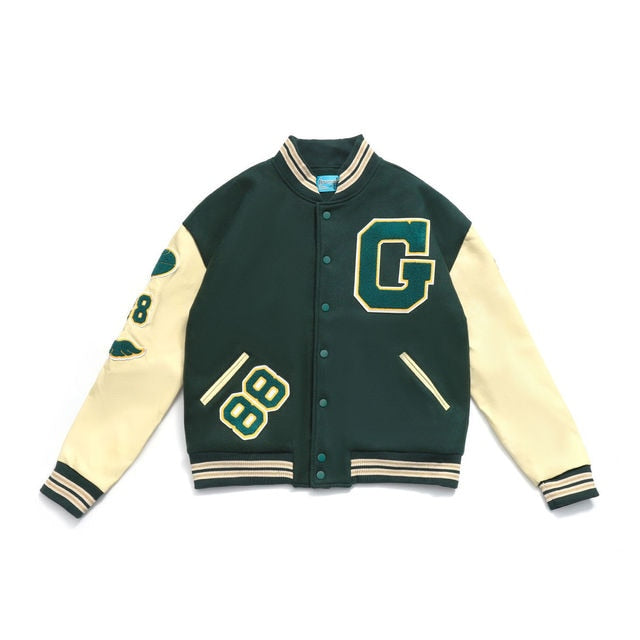 Retro Bear Embroidered Baseball Letterman Jacket