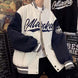 Retro Bear Embroidered Baseball Letterman Jacket