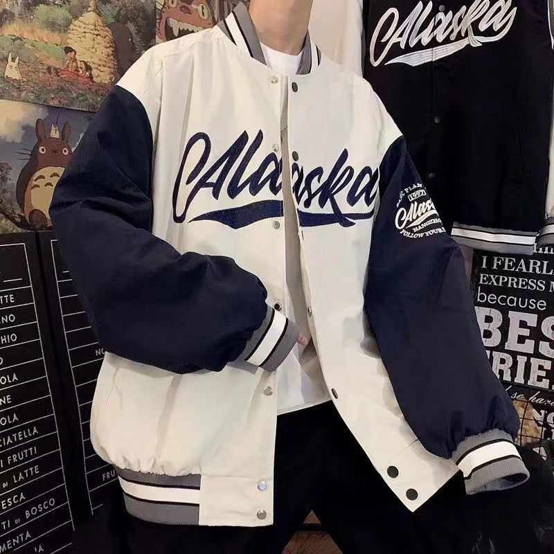 Retro Bear Embroidered Baseball Letterman Jacket