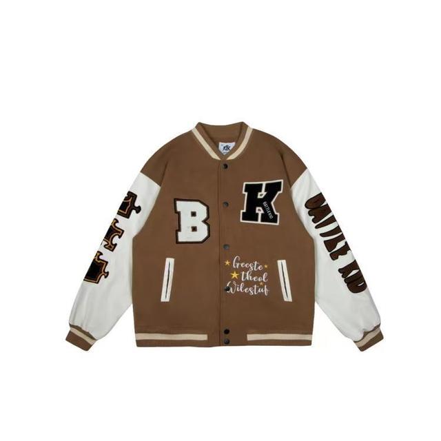 Retro Bear Embroidered Baseball Letterman Jacket