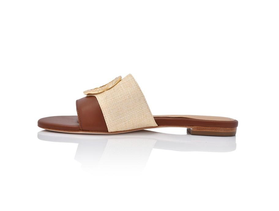 Margo Natural Gloss Raffia and Tan Leather by Joan Oloff Shoes