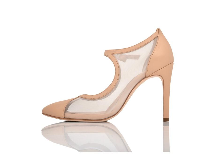 Rebecca New Nude Lux Nappa/Clear Mesh by Joan Oloff Shoes