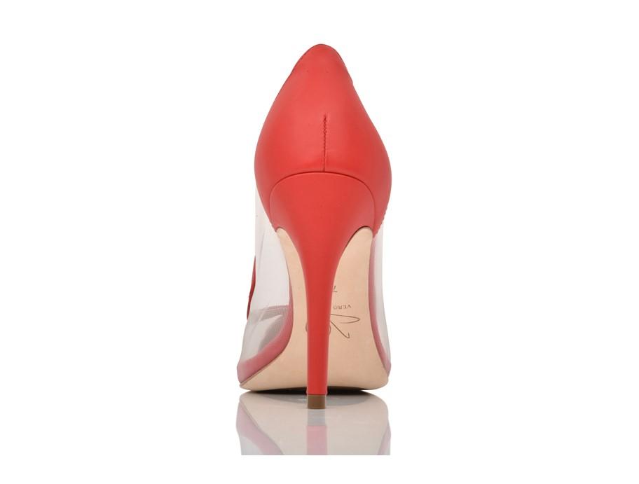 Rebecca Red Hot Lux Nappa/Clear Mesh by Joan Oloff Shoes