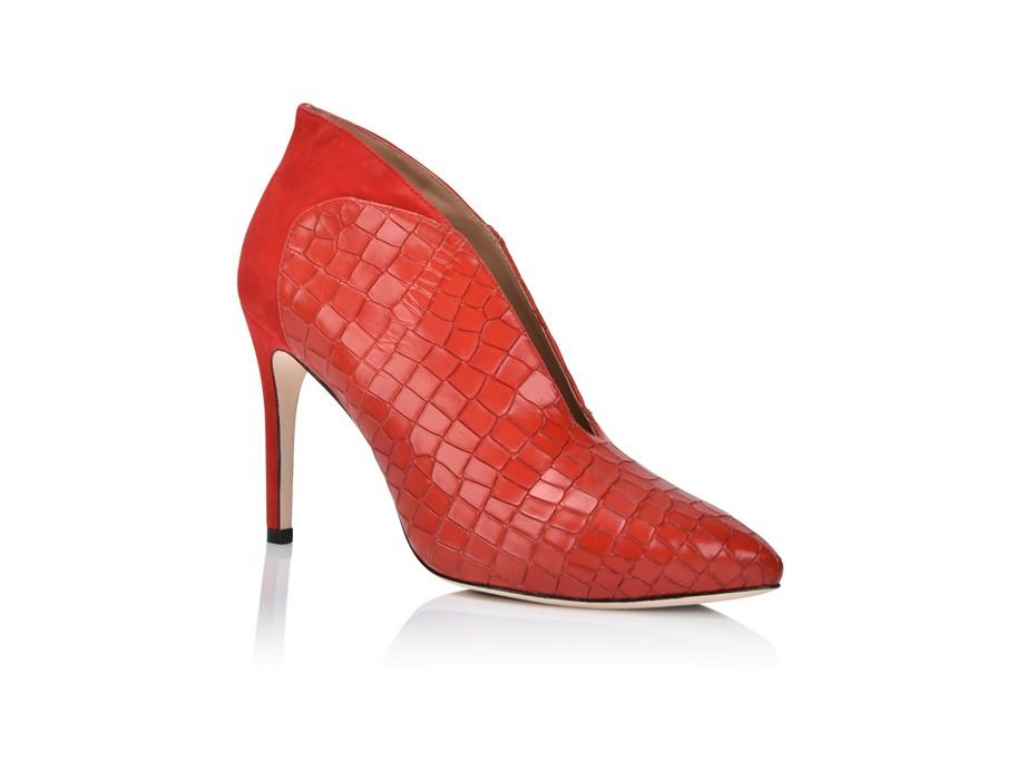 Dorsey Red Hot Embossed Croco/Red Hot Suede by Joan Oloff Shoes