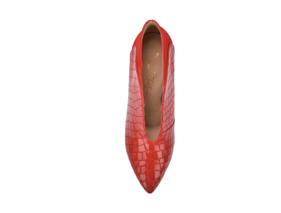 Dorsey Red Hot Embossed Croco/Red Hot Suede by Joan Oloff Shoes