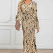 Printed V-Neck Smocked Midi Dress